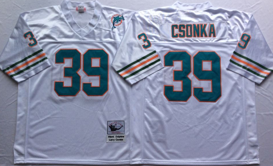 NCAA Men Miami Dolphins White 39 csonka